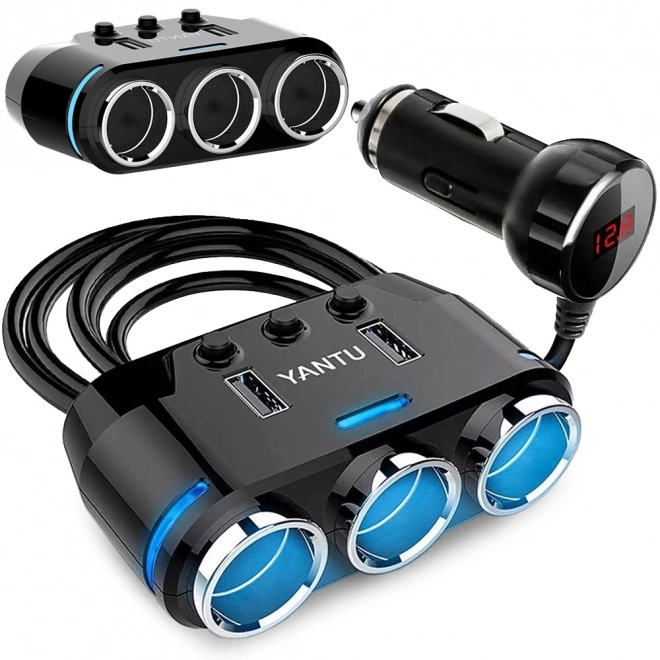 Bil USB-adapter med cigarettænder-hub