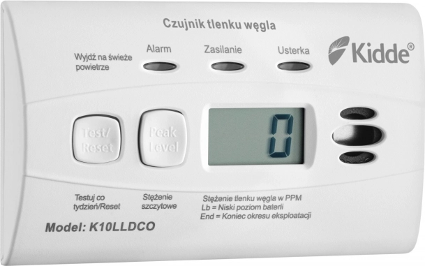 Kuldioxidmonoxiddetektor med display fra Kidde