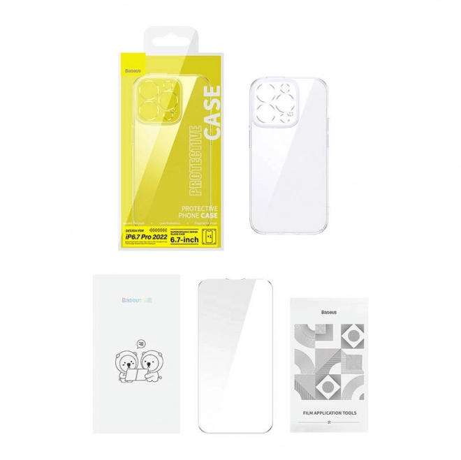 gennemsigtigt cover og hærdet glas til iPhone 14 Plus Baseus SuperCeramic