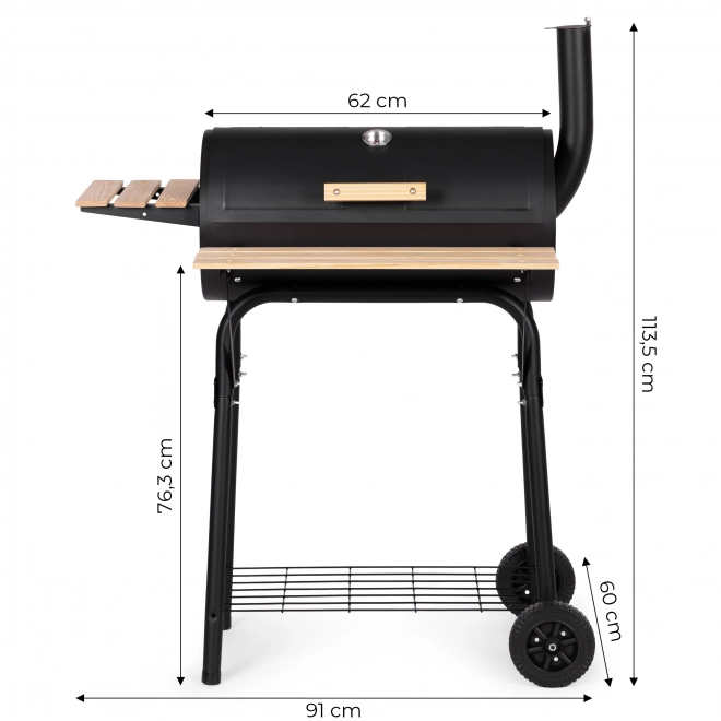 Stor havegrill med termometer og skorsten