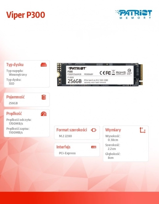 SSD-disk P300 256GB M.2 PCIe