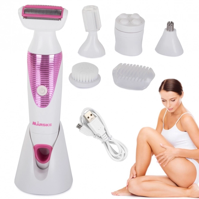 Dame multifunktionel epilator og barbermaskine 5i1 med trådløs holder