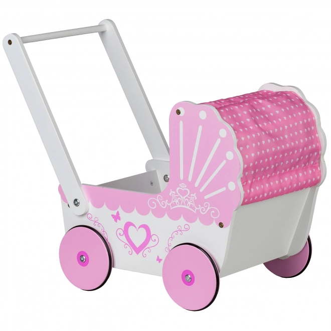EcoToys Trædukkevogn Pink Hjerte