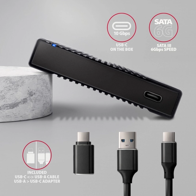 Aluminiums etui til eksterne diske USB3.2 Gen 2 - SATA 6G 2.5" SSD/HDD