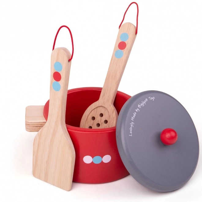 Bigjigs Toys Træ Sæt Service med Prikker