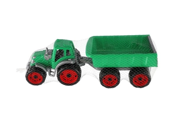 Traktor med anhænger plast 53 cm i fri rullende net