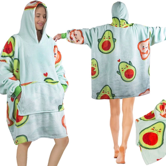 Varm oversize avocado-hoodie-tæppe med hætte