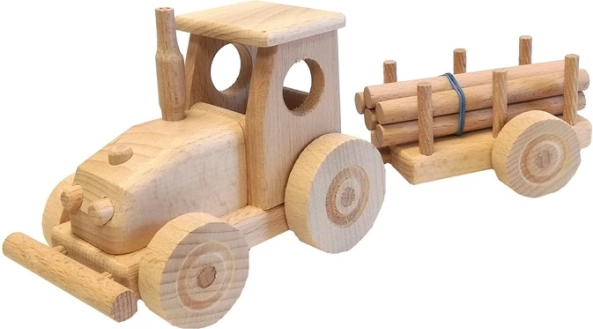 Trætraktor med trailer til børn