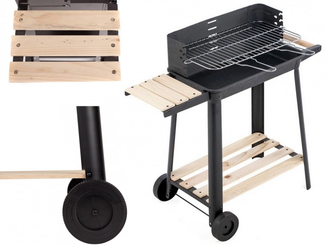 Have transportabel grill til trækul med justerbar rist og hylder
