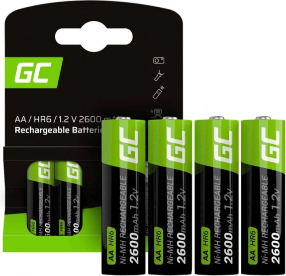 Genopladelige batterier Green Cell AA R6 2600 mAh – sæt med 4 stk.
