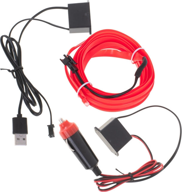 Fleksibel rød EL/LED-lysleder 3 m