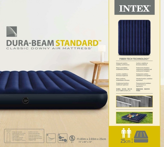 Oppustelig Dobbelt Madras Velour 203x183 cm INTEX