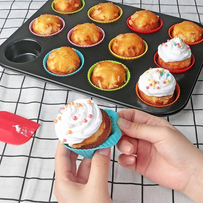 Teflon bageform til muffins med 12 silikoneforme