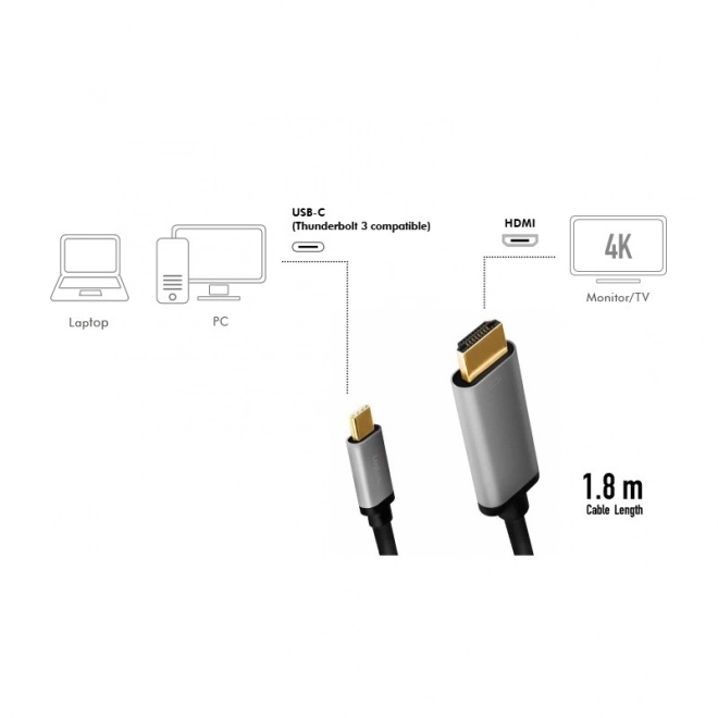USB-C til HDMI 4K 60Hz 1.8m LogiLink kabel