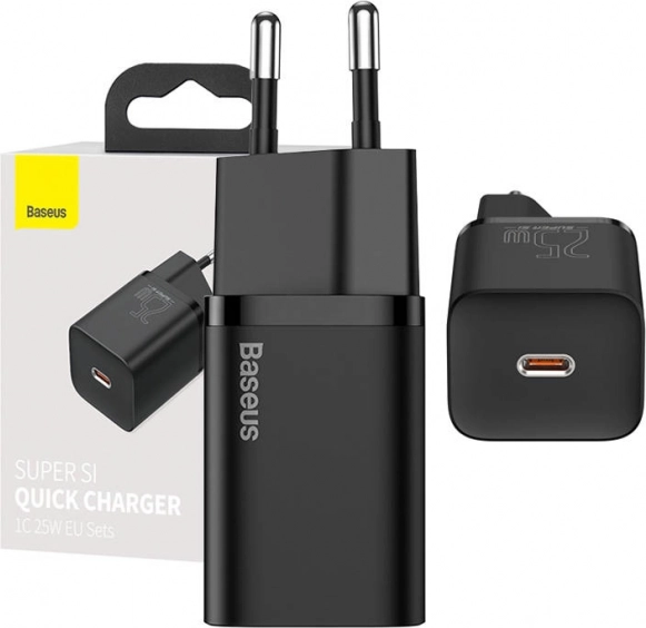 hurtigoplader Baseus Super Si 25W med USB‑C (sort)