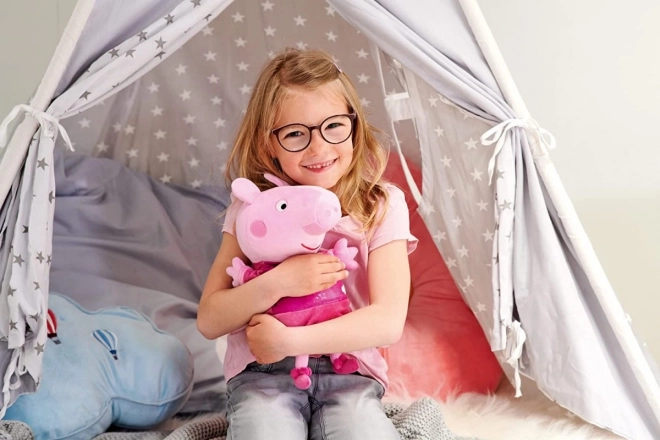 Peppa Pig 2-i-1 plys godnatursklud, med musik + lys, lyserød, 25 cm