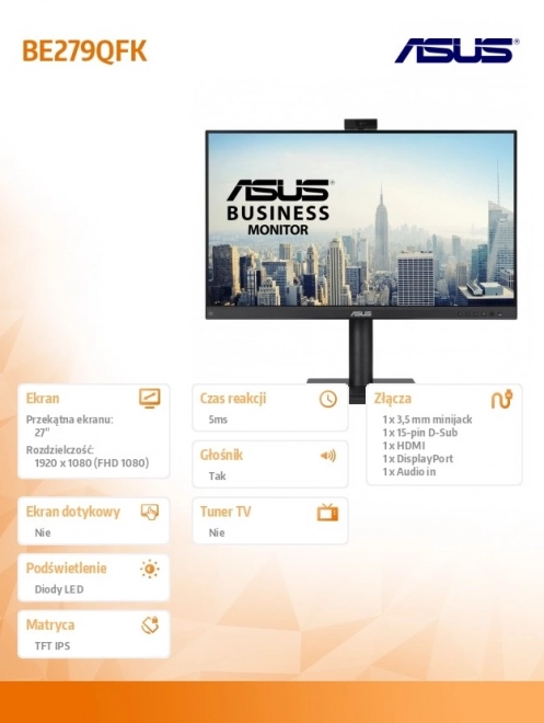 Skærm ASUS BE279QFK med kamera