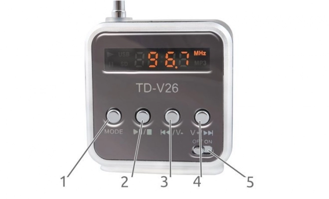 Bærbar Bluetooth-højttaler med radio og LCD-skærm TD-V26