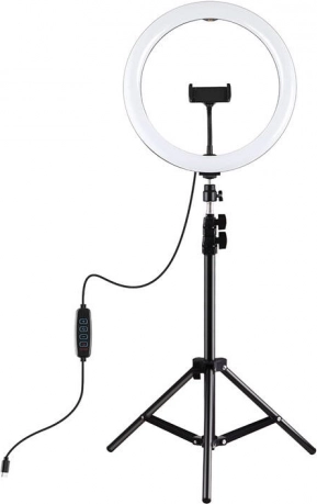 Rundt LED-lys PULUZ 30 cm med USB‑C og stativ
