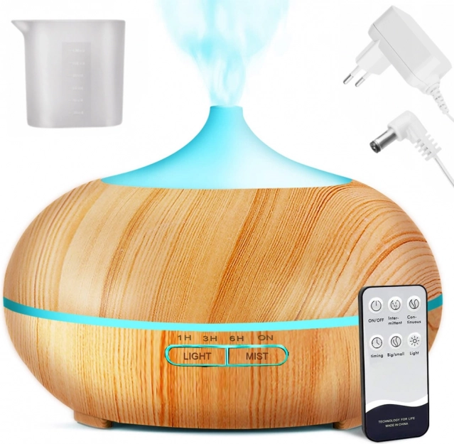 Ultralyd aromadiffuser med luftfugter og RGB-belysning med timer