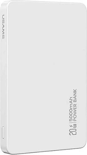 trådløs powerbank 5000 mAh 20 W med magnetisk MagSafe og PD, hvid