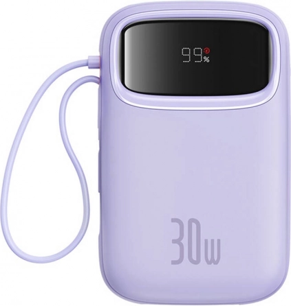 Baseus QPow 2 powerbank 10000 mAh 30 W med dobbelt USB‑C (lilla)