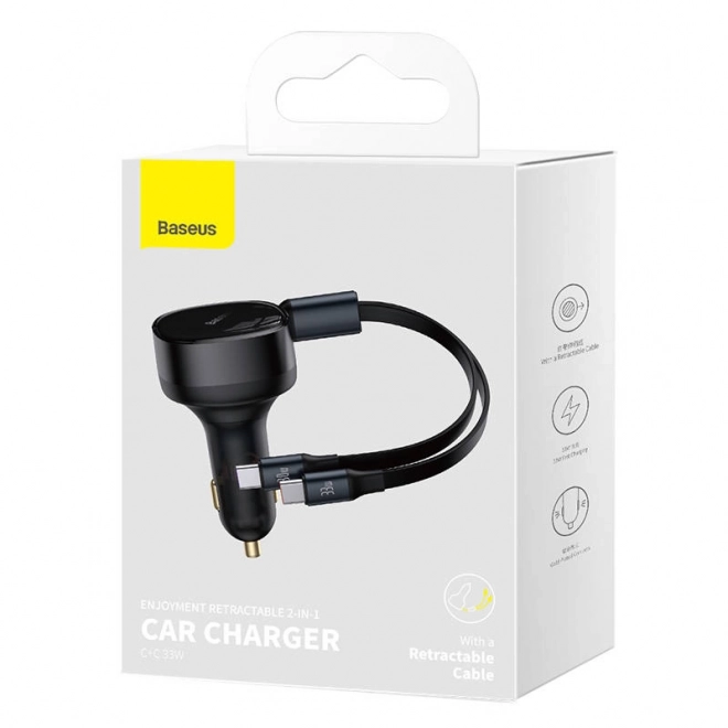 Baseus biladapter med USB-C kabel, 33 W