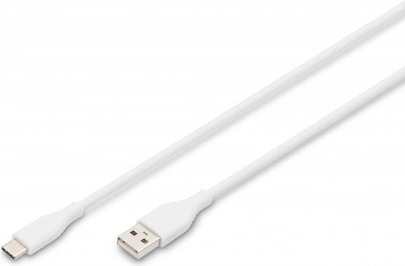 Silikonekabel USB-A til USB-C 60W 0,5 m hvid
