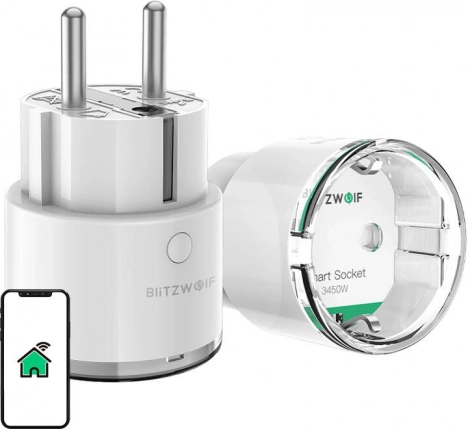 smart wifi-stikdåse blitzwolf pro eu 3450 w med energimåling