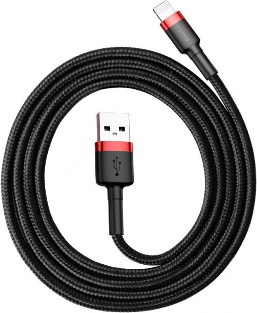 Baseus Cafule USB–Lightning kabel 0,5 m 2,4 A rød–sort