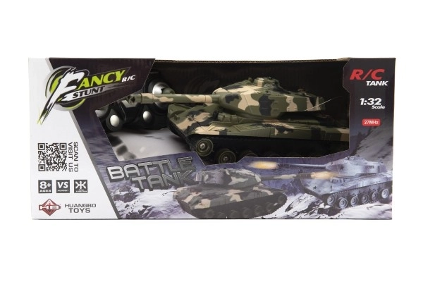Tank RC plast 27cm 27MHz med batteri+opladningspakke med lyd i kasse 37x17x19cm