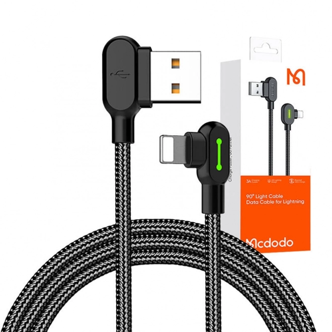 USB-Lightning kabel, Mcdodo CA-4673, vinklet, 1,8 m (sort)