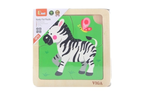 Træpuslespil 4 dele- zebra