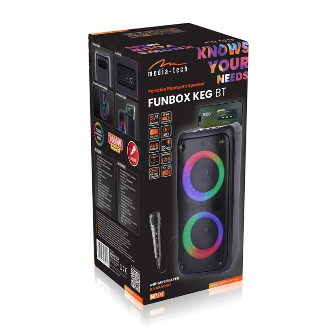 FUNBOX BT Højttaler MT3181 Bluetooth 5.0/TWS/MP3/MicroSD/USB/AUX/Equalizer/Jack 6.3/RGB/USB-C/ RMS 40W/PMPO 1000W