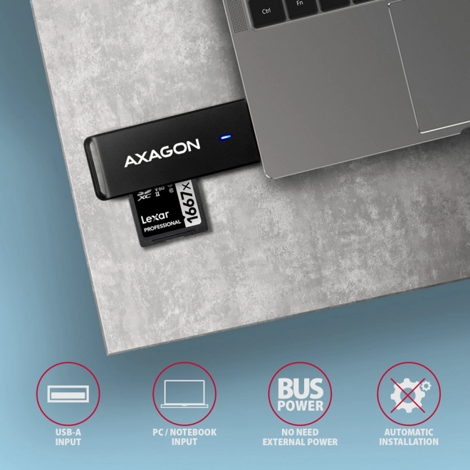 Ekstern kortlæser USB-A 3.2 Gen 1 AXAGON med understøttelse af UHS-I