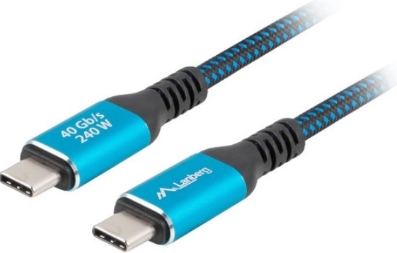 USB-C-kabel Lanberg USB4 1,5 m 240 W sort-blå