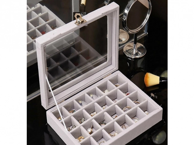 Smykkeskrin-organizer med ruskindsdisplay