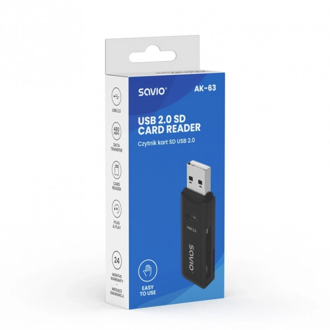 SD-kortlæser, USB 2.0, 480 Mb/s, AK-63