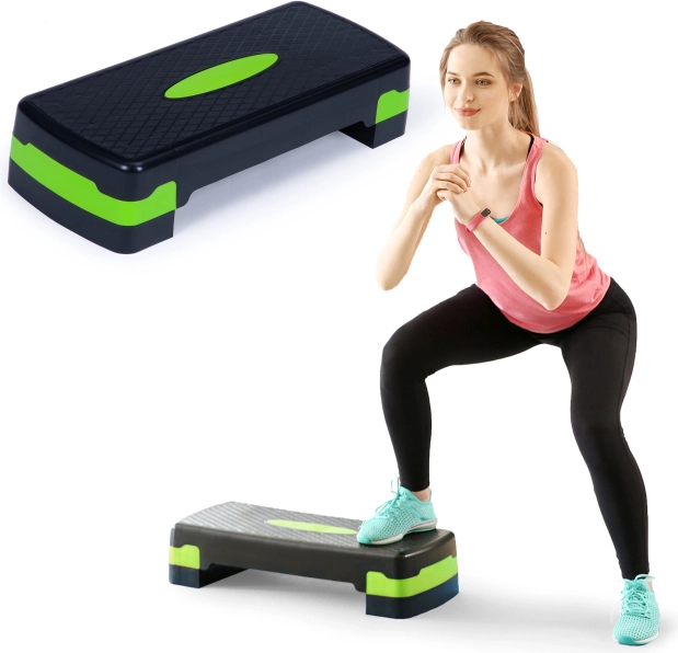 Fitness step-platform med justerbar højde i 2 niveauer