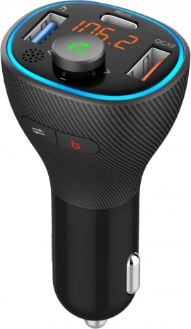 FM-sender til bil med Bluetooth, USB og LED-display