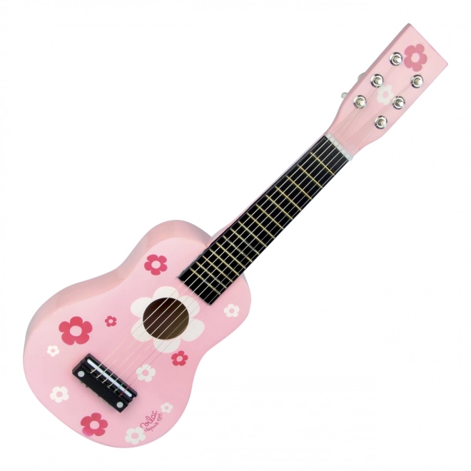 Pink træ guitar med blomster