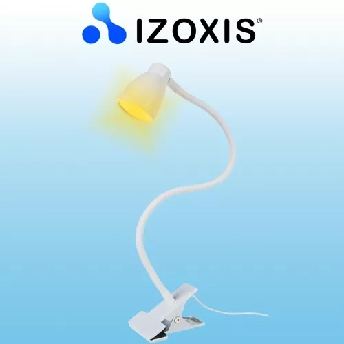 Hvid bordlampe med klips Izoxis