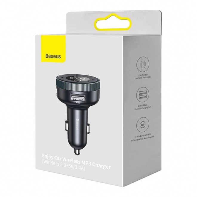 Baseus Enjoy Trådløs Oplader MP3 til Bilen, Bluetooth 5.0, microSD, AUX (Sort)