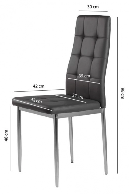 Sæt af 4 moderne grå stole med quiltet sæde