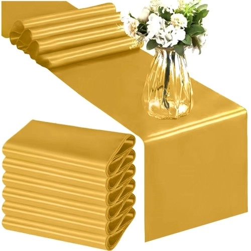 Guld satin løber til bord 900x36 cm