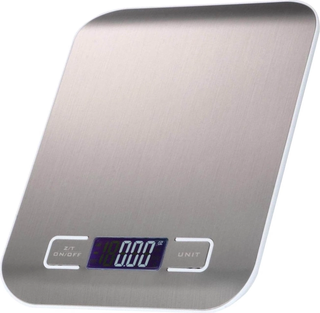 Elektronisk køkkenvægt i rustfrit stål 5 kg/1 g med bagbelyst LCD