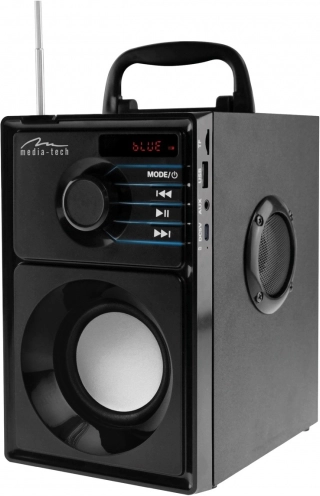 Bærbar højttaler MEDIA‑TECH boombox silver med Bluetooth 5.1 og FM‑radio