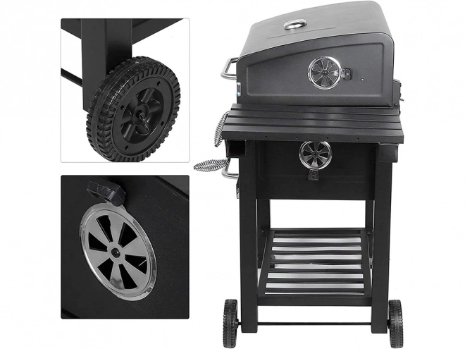 Havegrill til Trækul med To Riste og Termometer