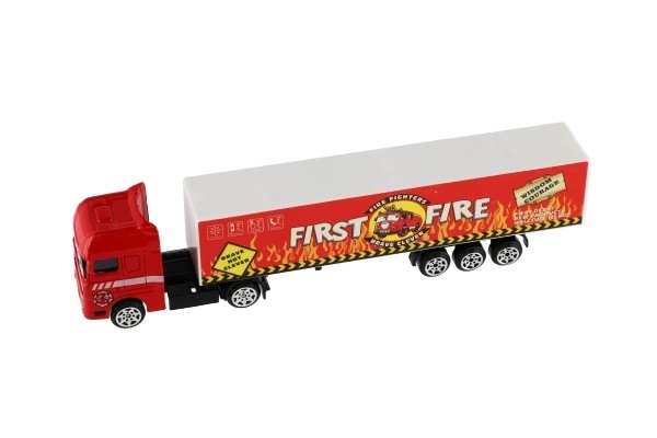 Auto lastbil med anhænger metal/plast 20cm fri bevægelse mix typer i plast-æske 20x5x3cm
