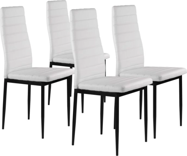 Sæt med 4 spisestuestole med ergonomisk ryglæn i økolæder, hvide